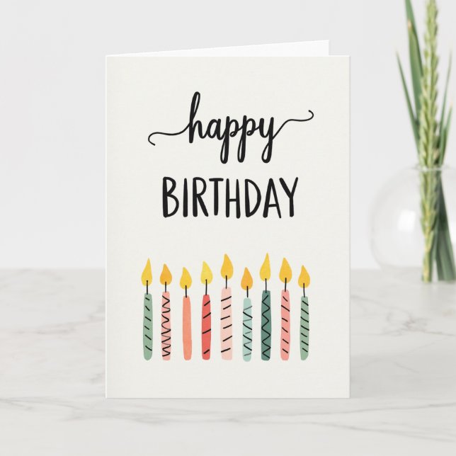 Cartão de Aniversário de Vela Listrada (Frente)