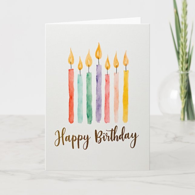 Cartão de Aniversário de Vela Vibrante (Frente)
