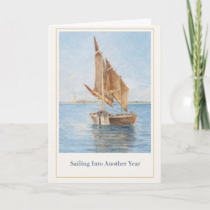 Cartão de Aniversário de Velho Barco à Vela Náut