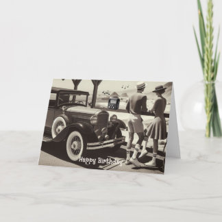 Cartão de Aniversário de Viagem de Carro Estilo Vi