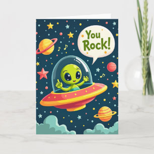Cartão de Aniversário de Viagem Espacial Alegre