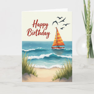 Cartão de Aniversário de Viagem pelo Oceano