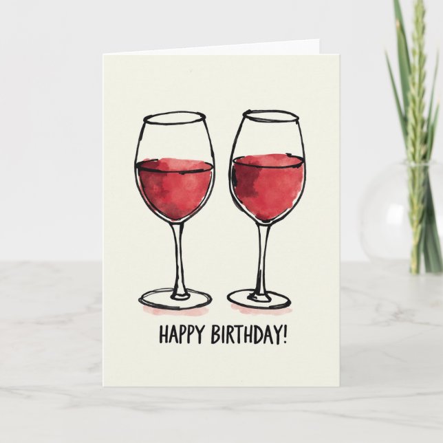 Cartão de Aniversário de Vidro Rubi Alegre (Frente)