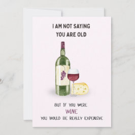 Cartão de Aniversário de Vinho Fino