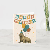 Cartão de Aniversário de Walrus - Festa Engraçada