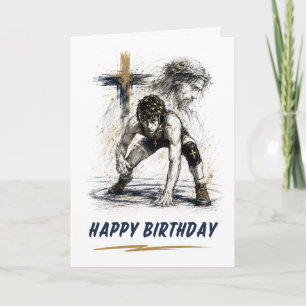 Cartão de aniversário de wrestling católico para m