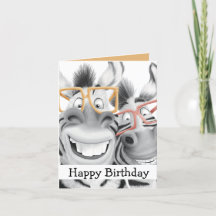 Cartão de Aniversário de Zebra Engraçado