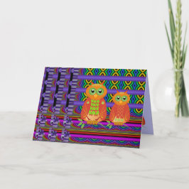 Cartão de aniversário decorativo com corujas