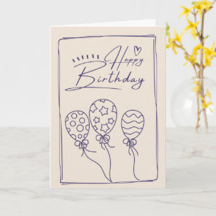 Cartão de aniversário desenhado à mão