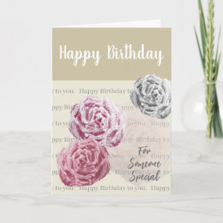 Cartão de Aniversário Desenho de Rosas Sentimental