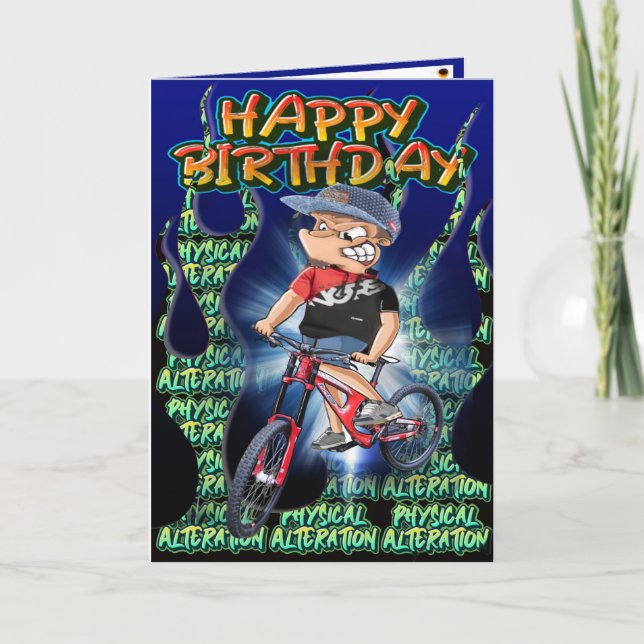 Cartão de aniversário DH Biker (Frente)