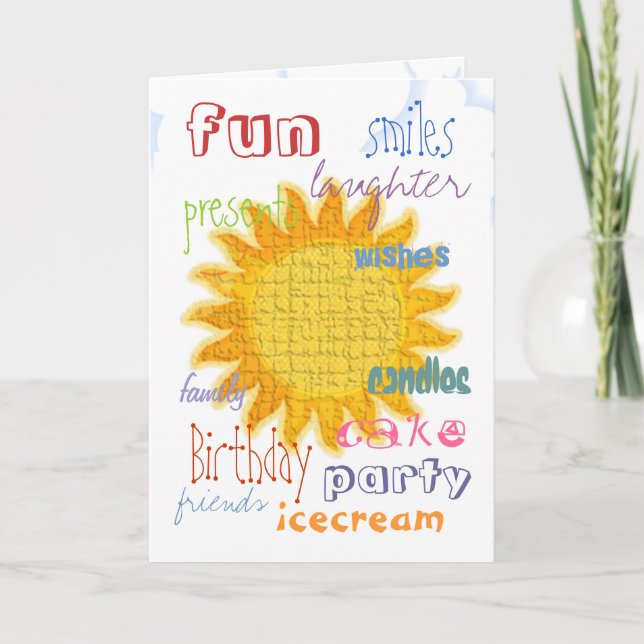 Cartão de Aniversário Dimensional Sunshine (Frente)