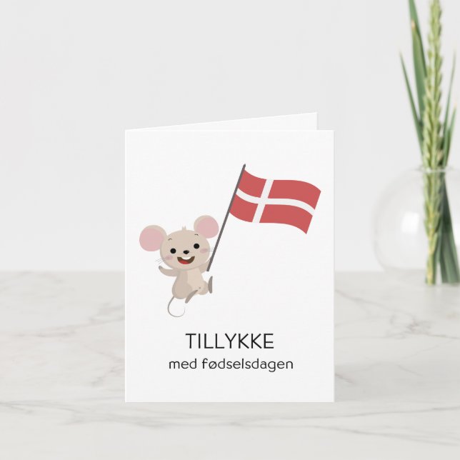 Cartão de aniversário dinamarquês - Tillykke med f (Frente)