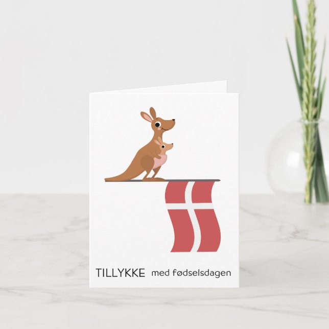 Cartão de aniversário dinamarquês - Tillykke med f (Frente)