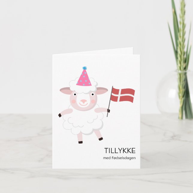 Cartão de aniversário dinamarquês - Tillykke med f (Frente)