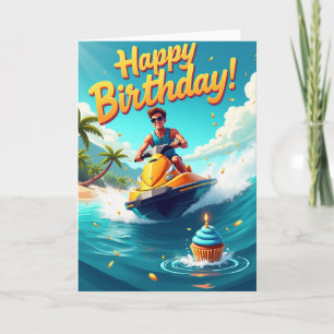 Cartão de Aniversário Diversão Tropical