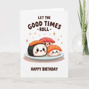 Cartão de aniversário divertido com comida fofa