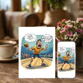 Cartão de Aniversário Divertido de Boliche