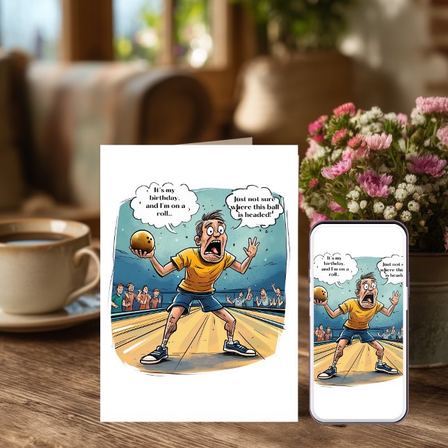 Cartão de Aniversário Divertido de Boliche (Criador carregado)