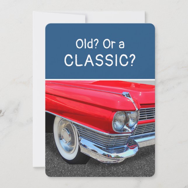 Cartão de aniversário divertido de Cadillac Clássi (Frente)