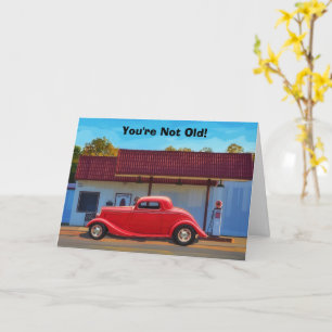 Cartão de Aniversário Divertido de Carro Clássico 
