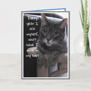 Cartão de Aniversário Divertido de Gato