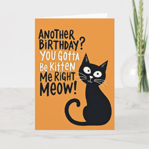 Cartão de Aniversário Divertido de Gato