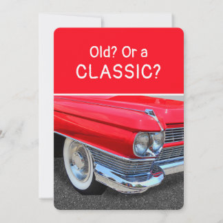 Cartão de Aniversário Divertido de um Cadillac Clá