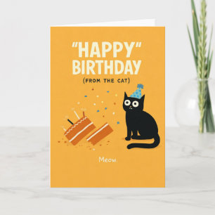 Cartão de Aniversário Divertido   Gato Fofo e Capr