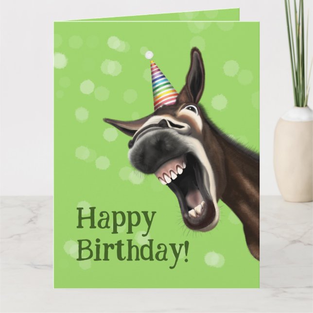 Cartão De Aniversário Divertido, Gritando Donkey (Frente)
