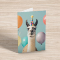 Cartão de Aniversário Divertido Llama Alpaca