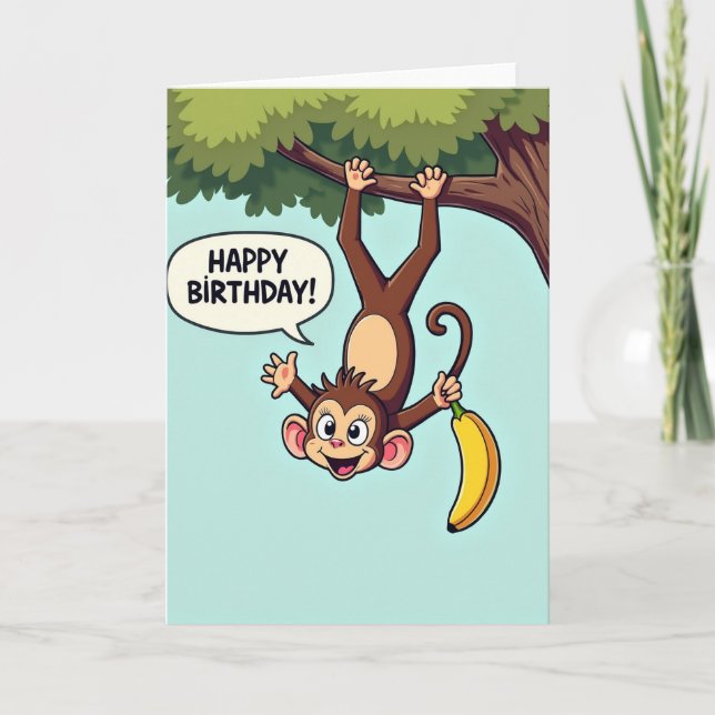 Cartão de Aniversário Divertido na Selva (Frente)