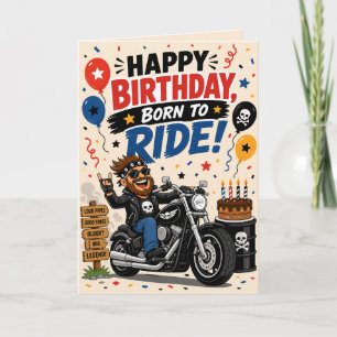 Cartão de Aniversário Divertido para Motociclista