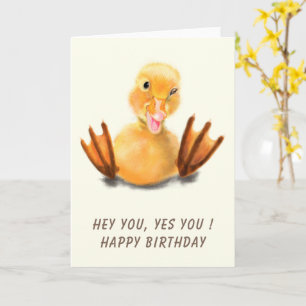 Cartão de Aniversário Divertido Pato Amarelo Feliz