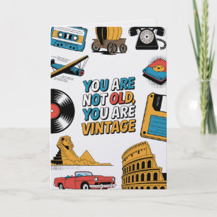 Cartão de Aniversário Divertido Retrô Vintage