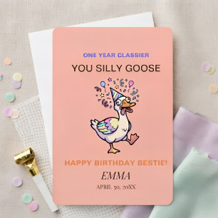 Cartão de Aniversário Divertido Silly Goose Um Ano