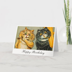 Cartão de Aniversário Divertido Vintage Louis Wain