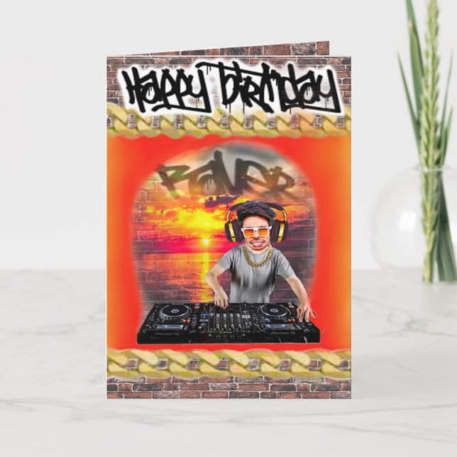 Cartão de aniversário DJ (Frente)