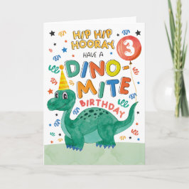 Cartão de Aniversário do 3º Dinossauro | Dinossaur