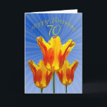 cartão de aniversário do 70, cheio das tulipas da<br><div class="desc">Tulipas brilhantes bonitas para um cartão de travamento do olho feliz.</div>