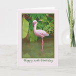 cartão de aniversário do 70 com flamingo<br><div class="desc">Esta pintura digital de um flamingo americano é baseada em um Condado de Orange recolhido fotografia,  Florida.</div>