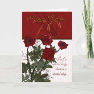 cartão de aniversário do 70 com rosas