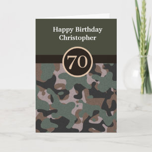 Cartão de Aniversário do 70 de Camuflagem Verde