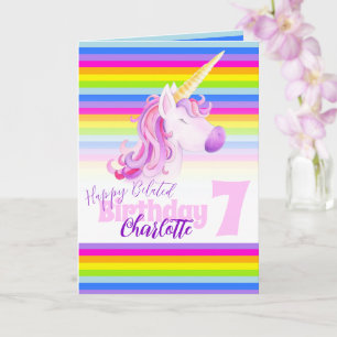 Cartão de Aniversário do 7 com atraso do Unicorn