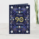 cartão de aniversário do 90 com massas das jóias<br><div class="desc">Um cartão de aniversário com as jóias,  os sparkles e as cargas do olho travando que bling. Um cartão muito diferente que você possa personalizar.</div>