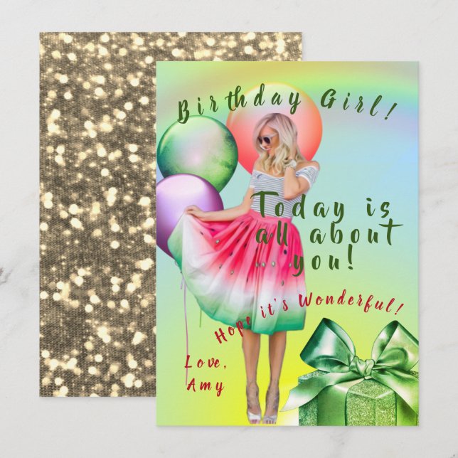 Cartão de Aniversário do Adolescente (Frente/Verso)