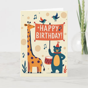 Cartão de Aniversário do Animal Manchado Alegre