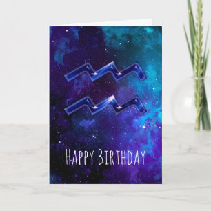Cartão de Aniversário do Aquário Espacial Azul