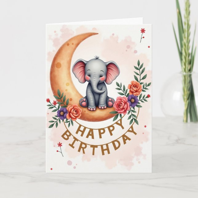 Cartão de Aniversário do Bebê Lua Doce (Frente)