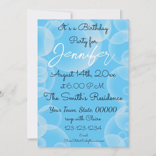 Cartão de Aniversário do Blast Blast Bble Azul Col (Frente)